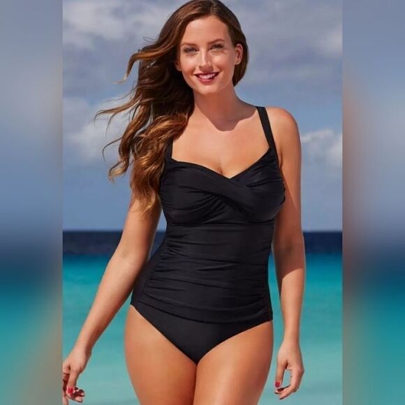Swimsuits For All Black Twist Front One Piece 16 - Picture 11 of 11